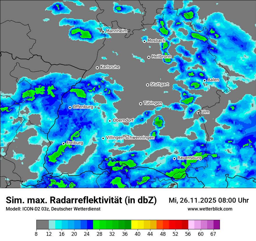 Modellkarten Simuliertes Radarbild
