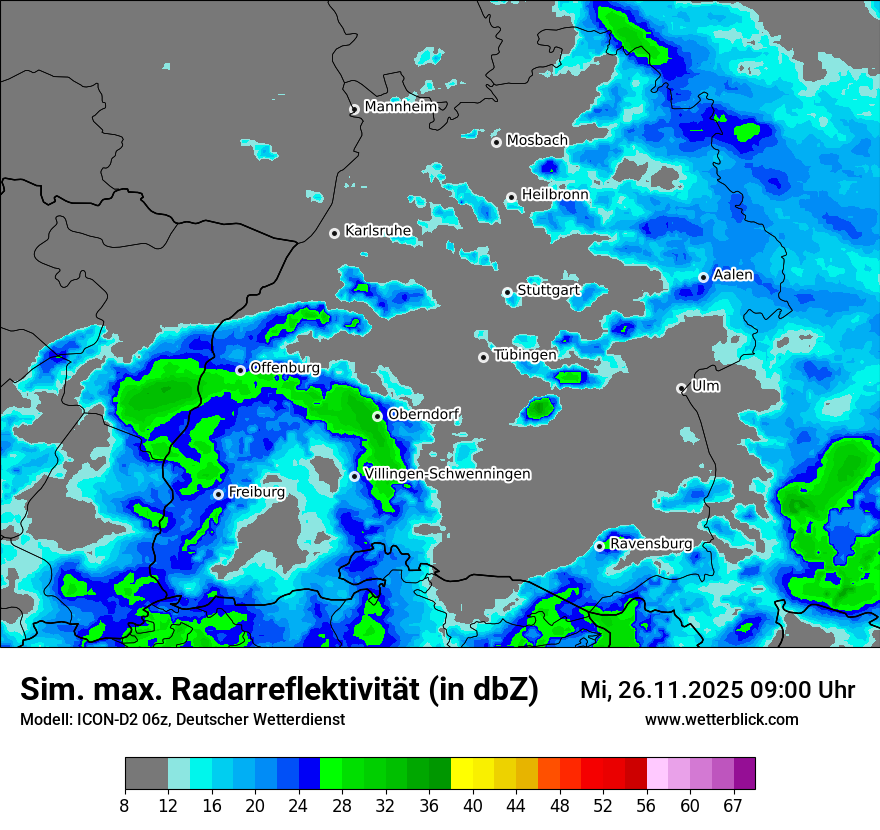 Modellkarten Simuliertes Radarbild