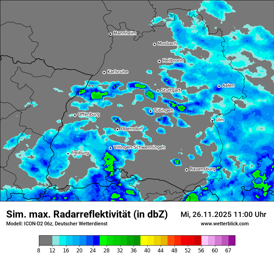 Modellkarten Simuliertes Radarbild
