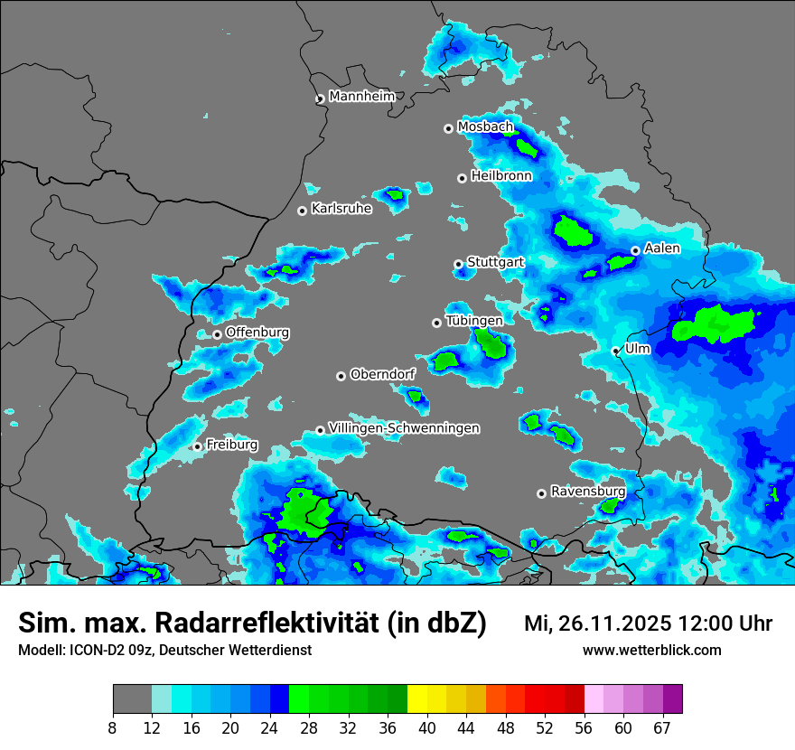 Modellkarten Simuliertes Radarbild