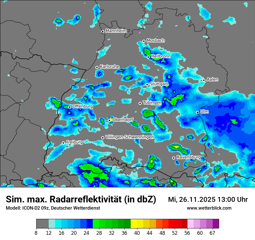 Modellkarten Simuliertes Radarbild