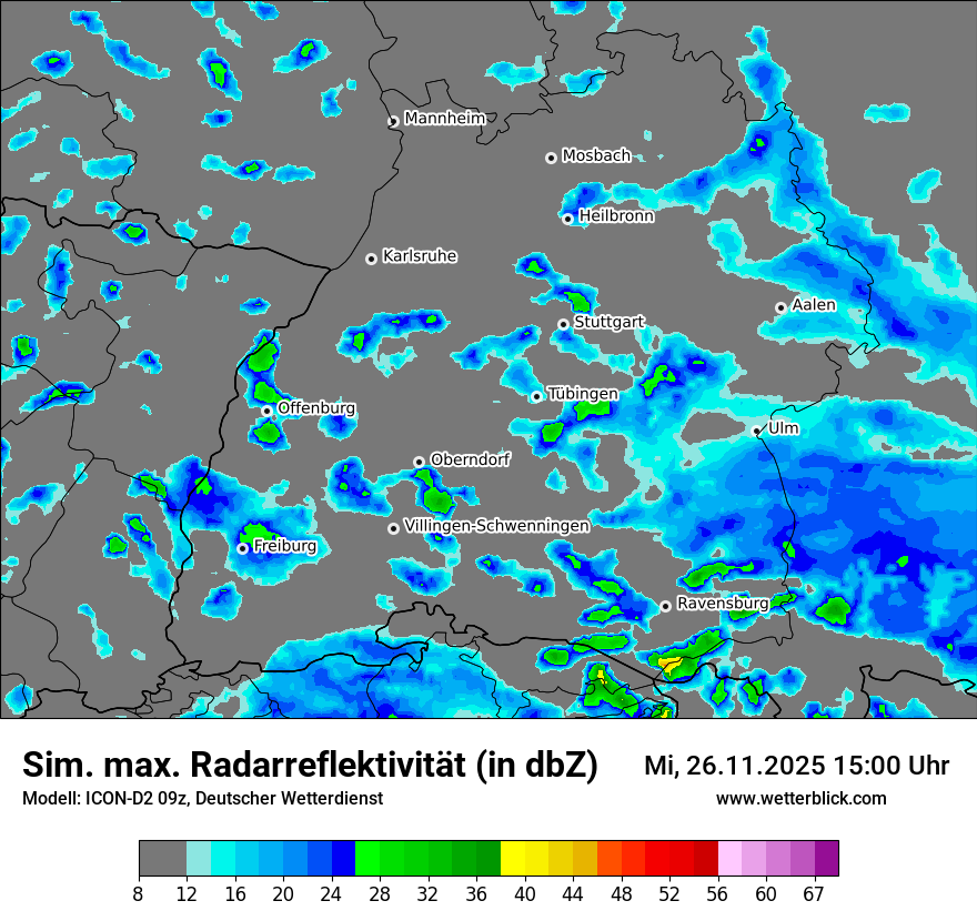 Modellkarten Simuliertes Radarbild
