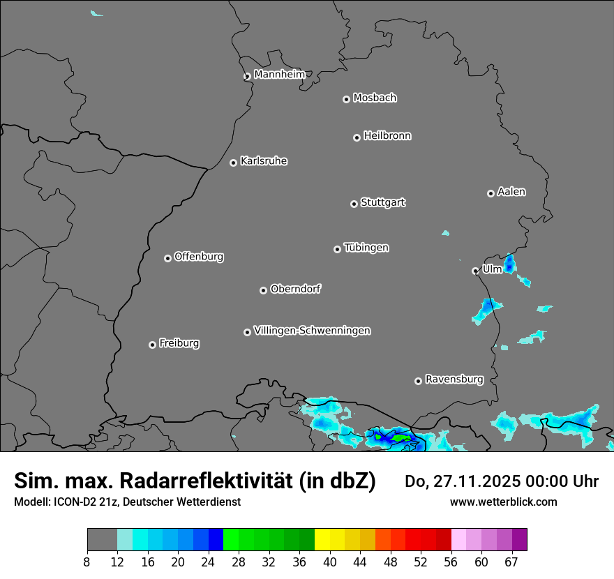 Modellkarten Simuliertes Radarbild