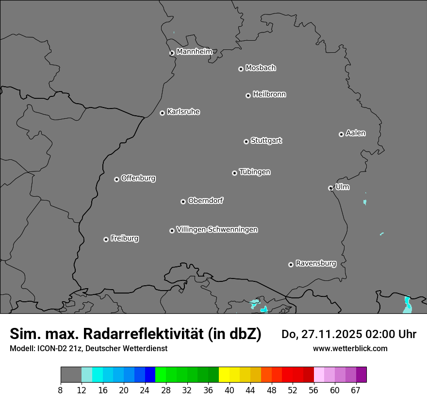 Modellkarten Simuliertes Radarbild