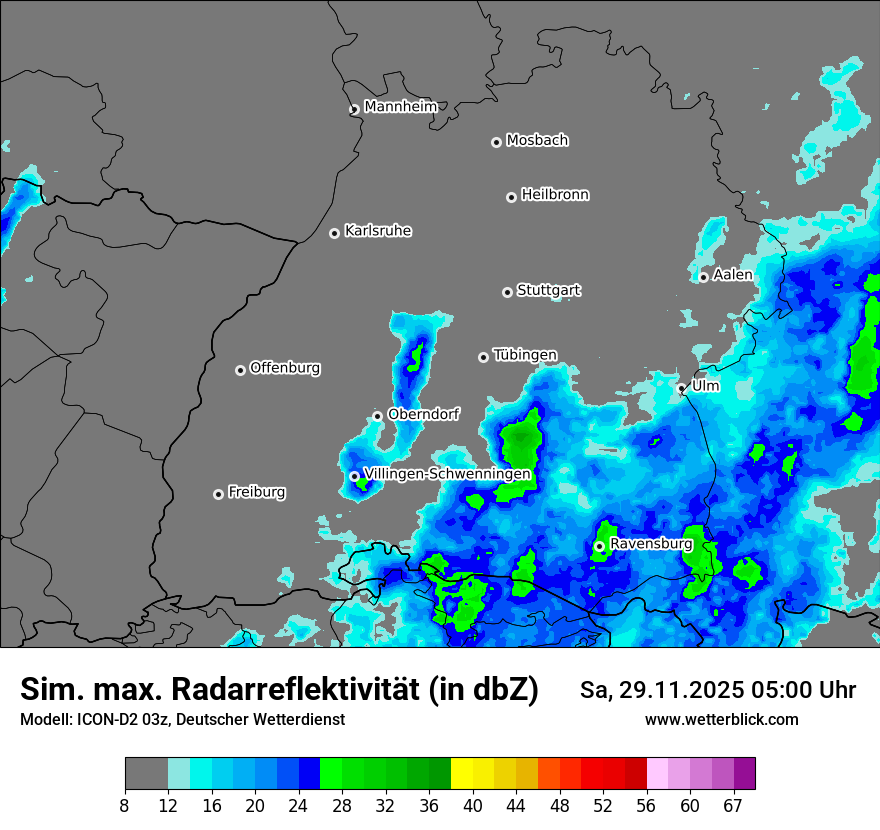 Modellkarten Simuliertes Radarbild
