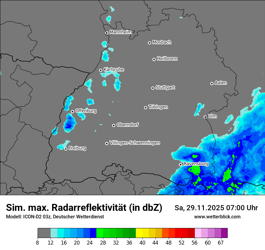Modellkarten Simuliertes Radarbild