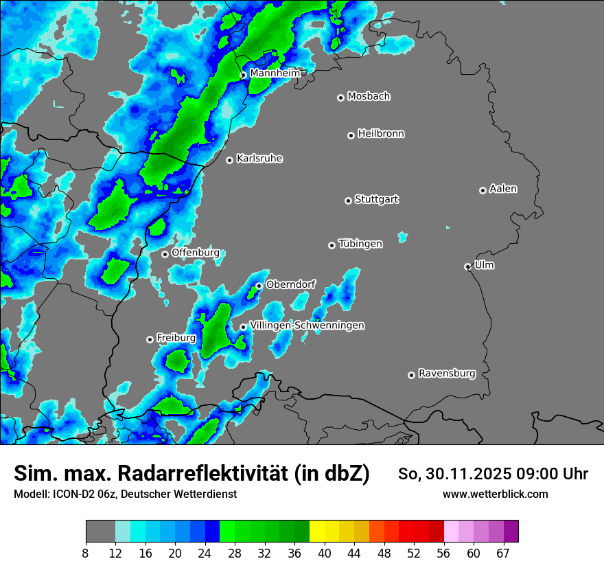 Modellkarten Simuliertes Radarbild