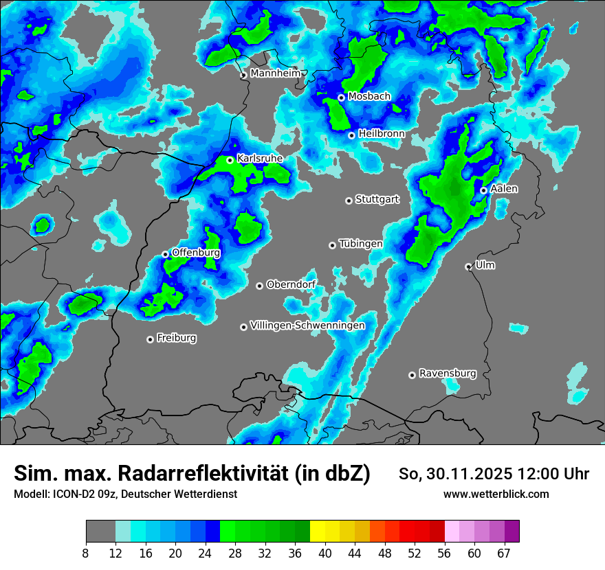 Modellkarten Simuliertes Radarbild