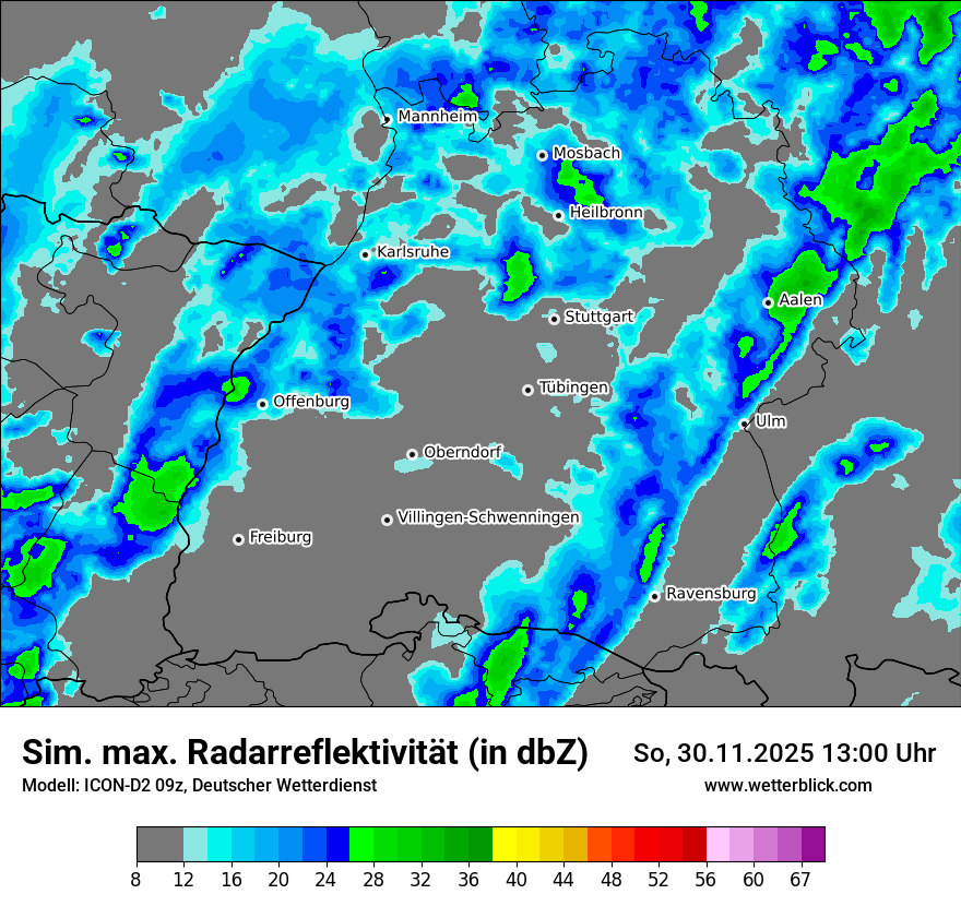 Modellkarten Simuliertes Radarbild