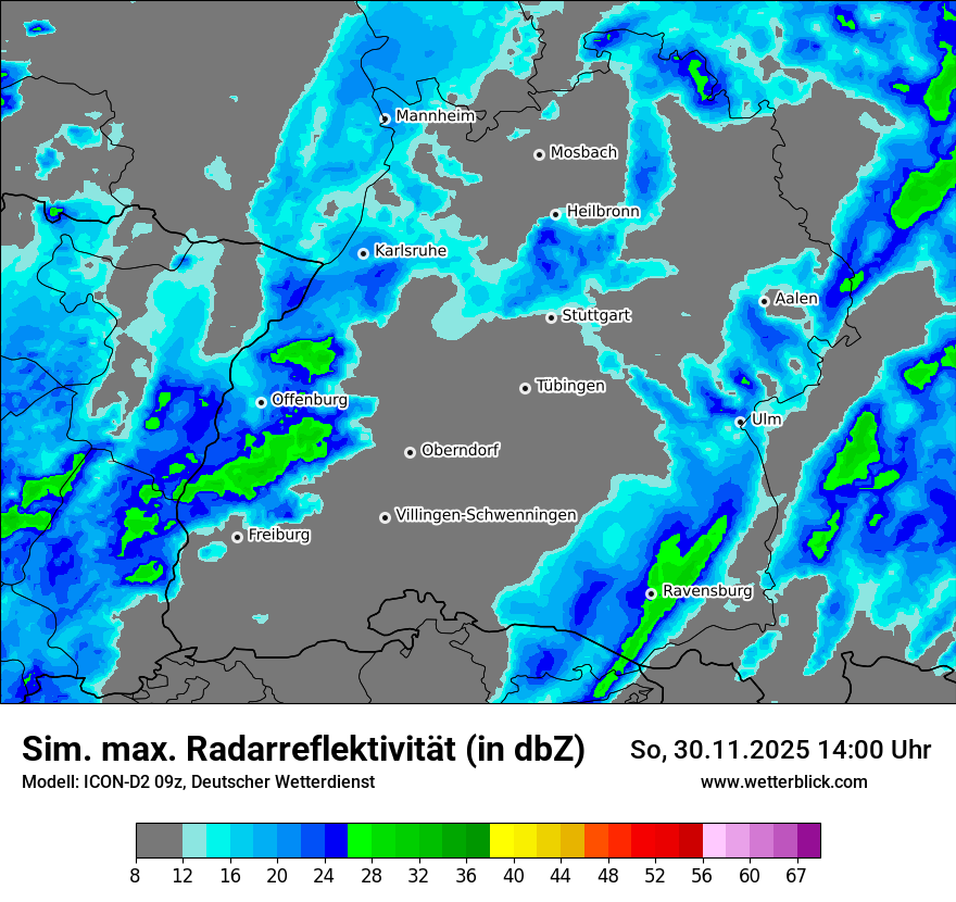 Modellkarten Simuliertes Radarbild