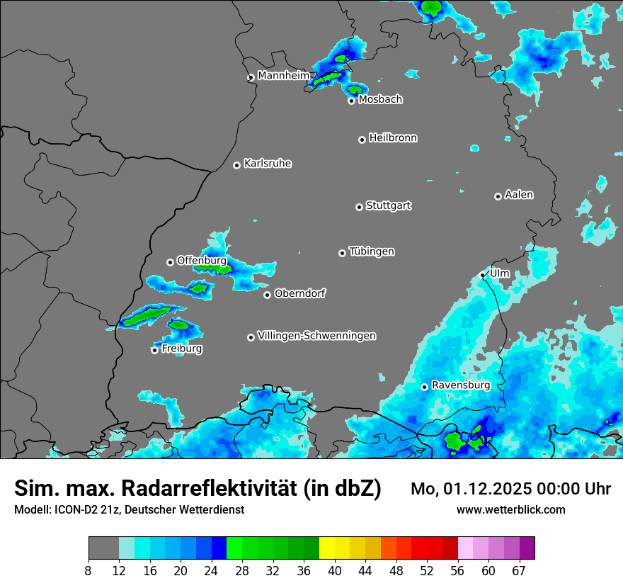 Modellkarten Simuliertes Radarbild