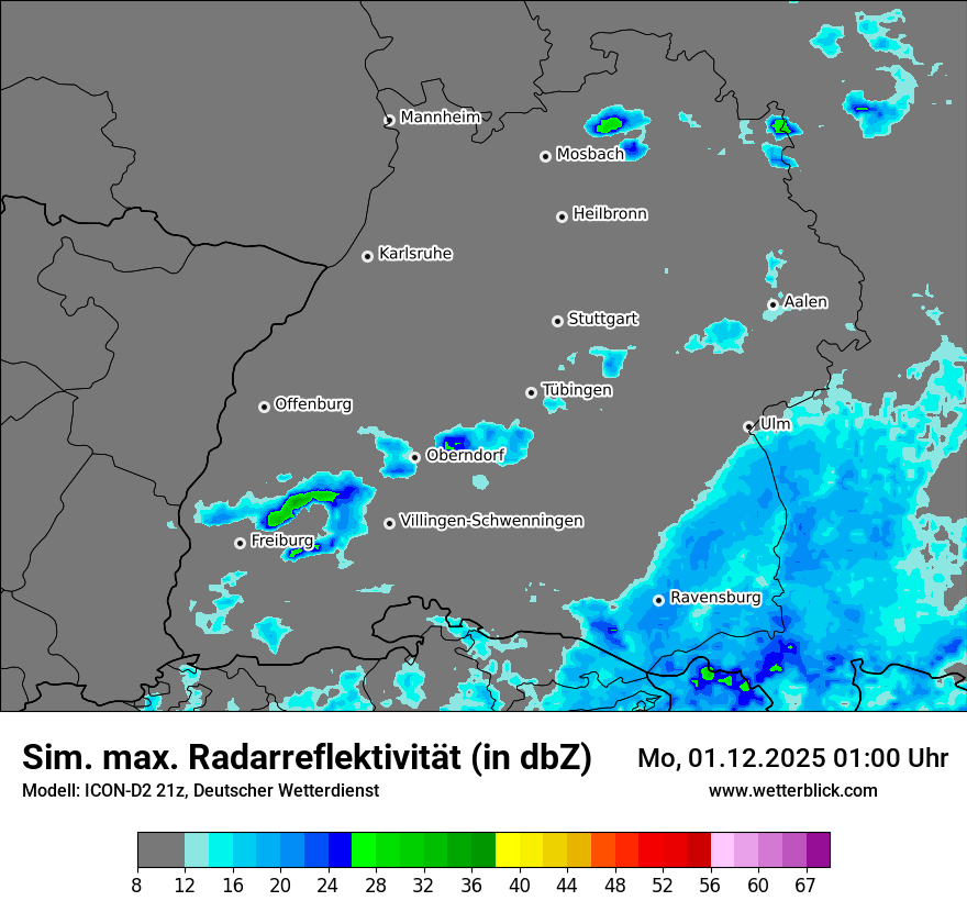 Modellkarten Simuliertes Radarbild