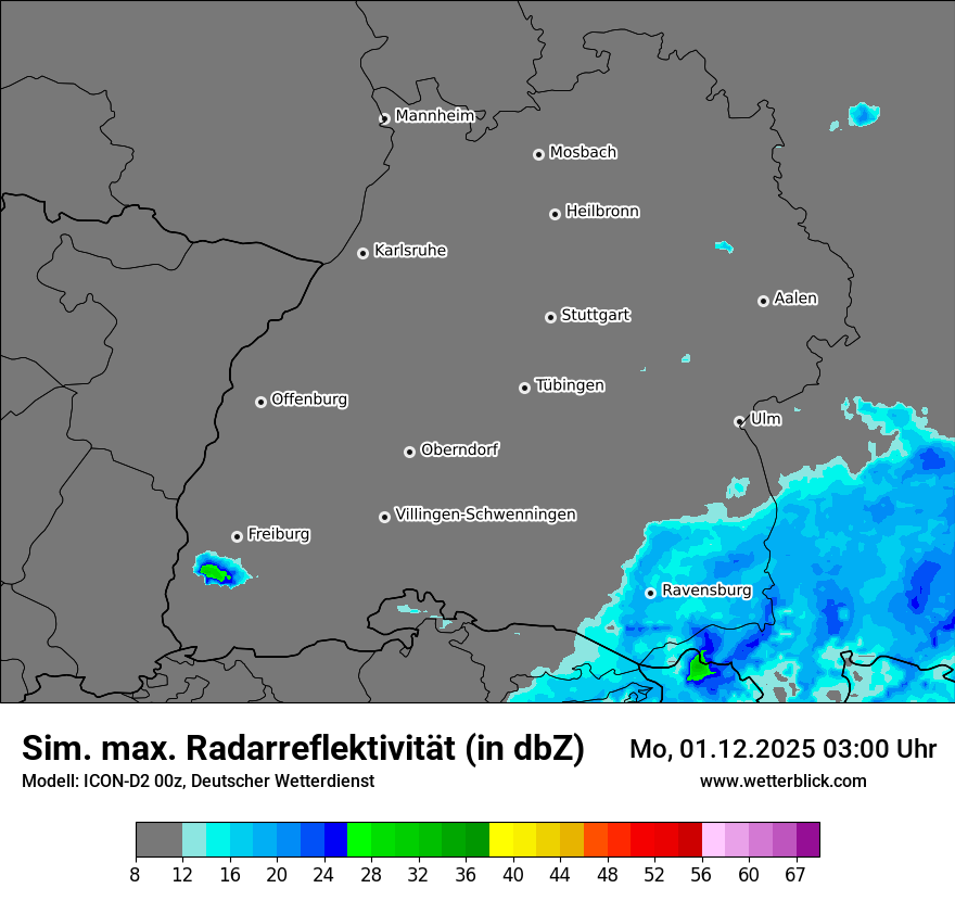 Modellkarten Simuliertes Radarbild
