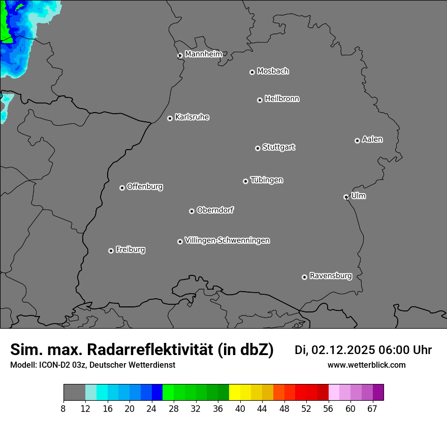 Modellkarten Simuliertes Radarbild