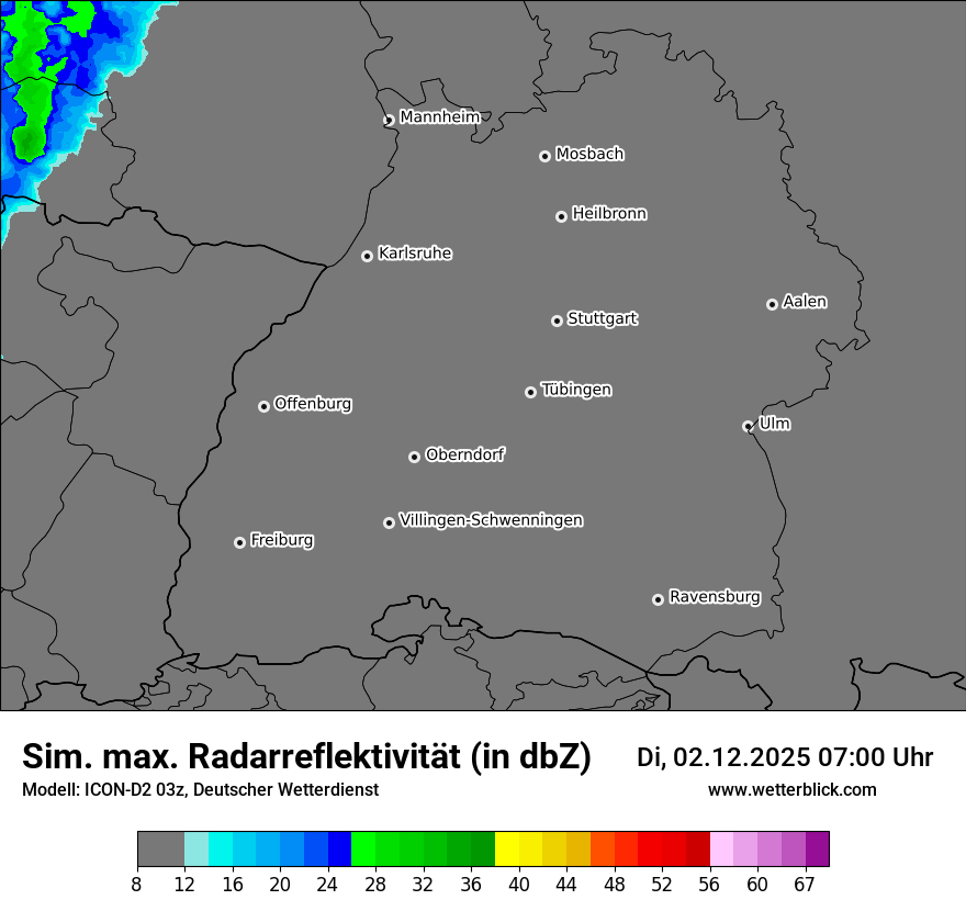Modellkarten Simuliertes Radarbild