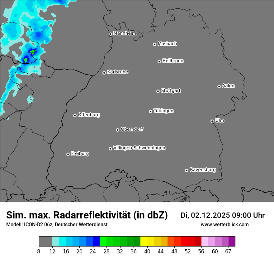 Modellkarten Simuliertes Radarbild