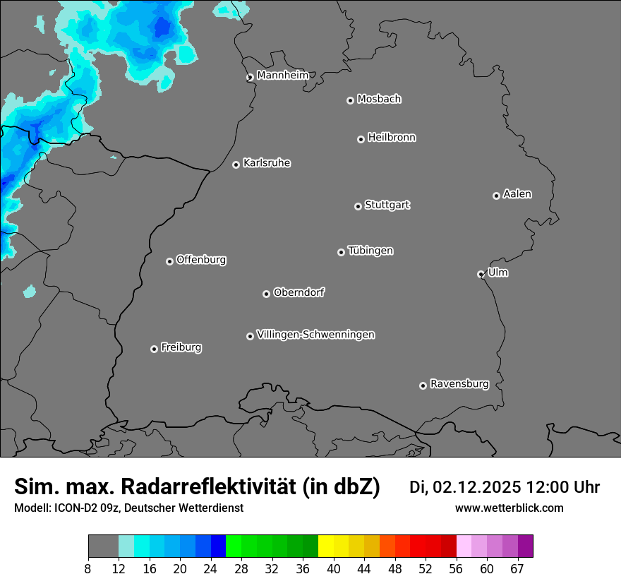 Modellkarten Simuliertes Radarbild
