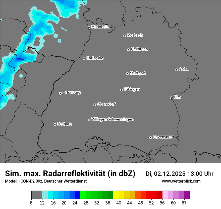 Modellkarten Simuliertes Radarbild