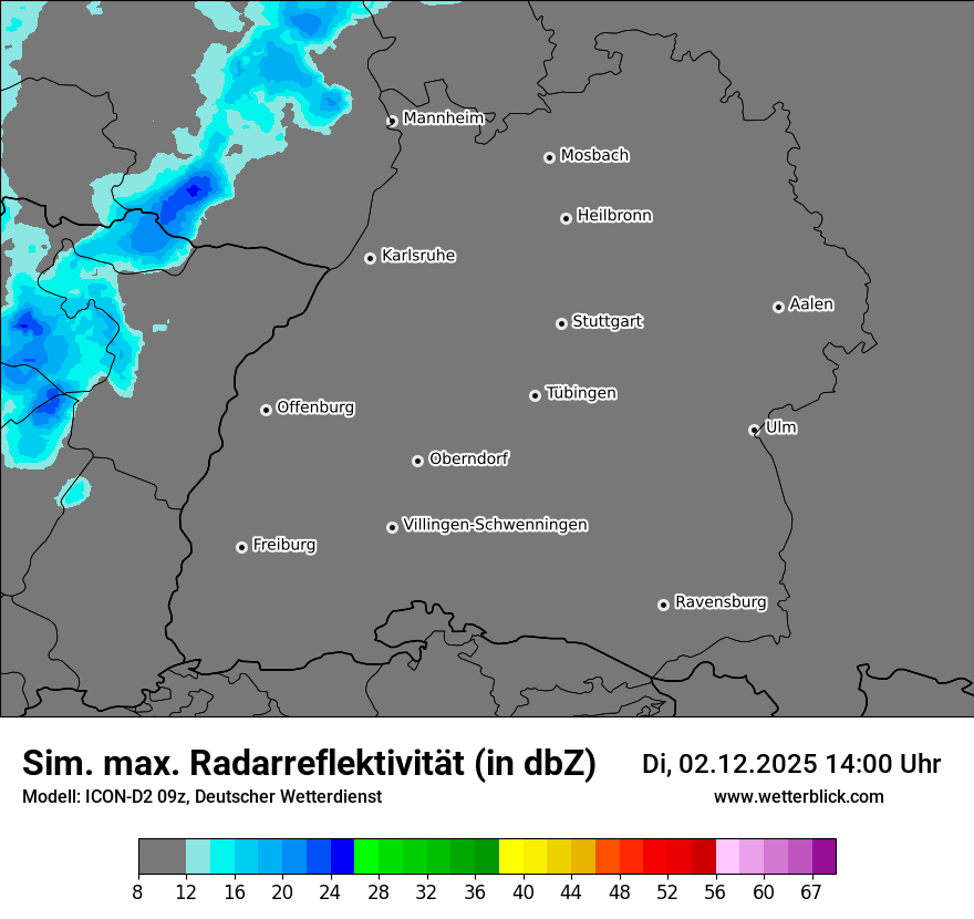 Modellkarten Simuliertes Radarbild