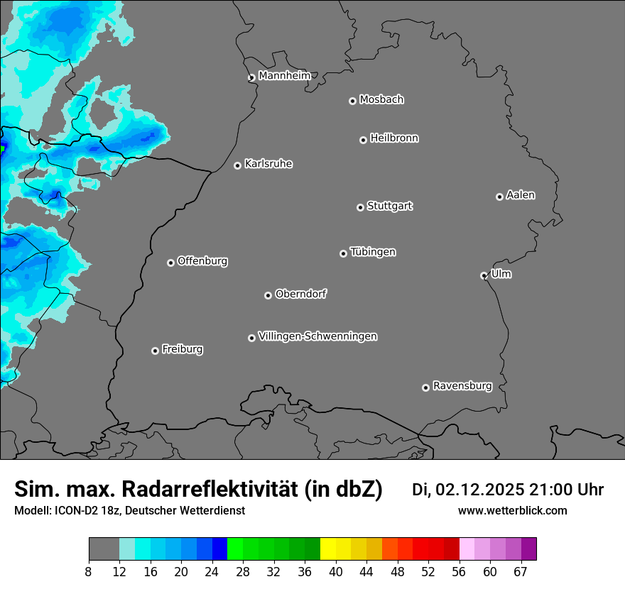 Modellkarten Simuliertes Radarbild