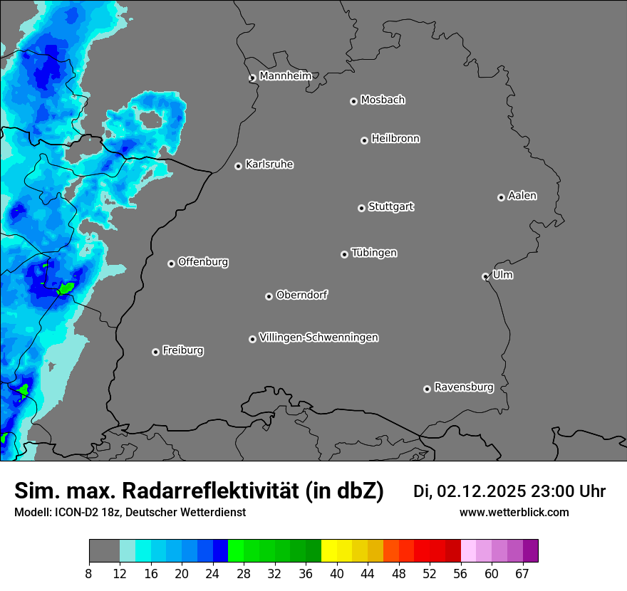 Modellkarten Simuliertes Radarbild