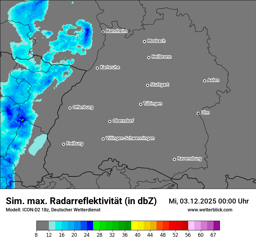 Modellkarten Simuliertes Radarbild