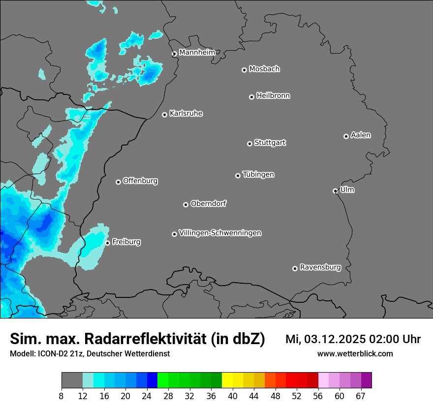 Modellkarten Simuliertes Radarbild