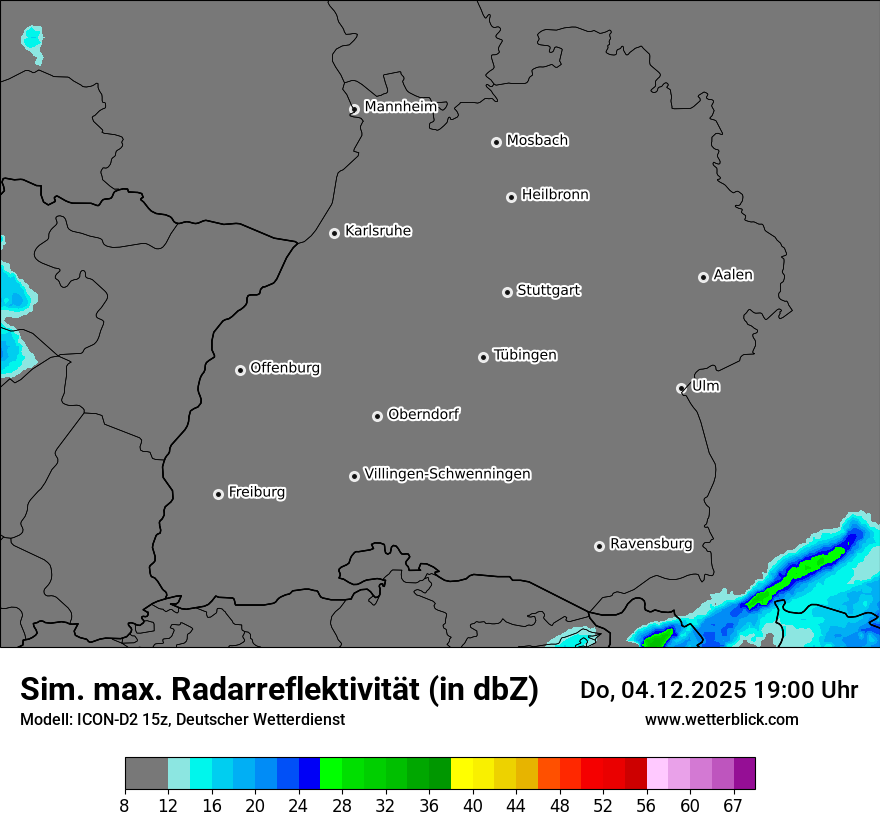 Modellkarten Simuliertes Radarbild