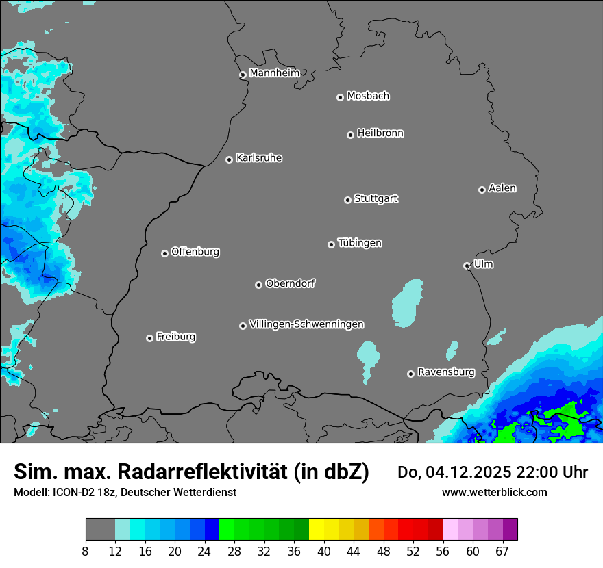Modellkarten Simuliertes Radarbild