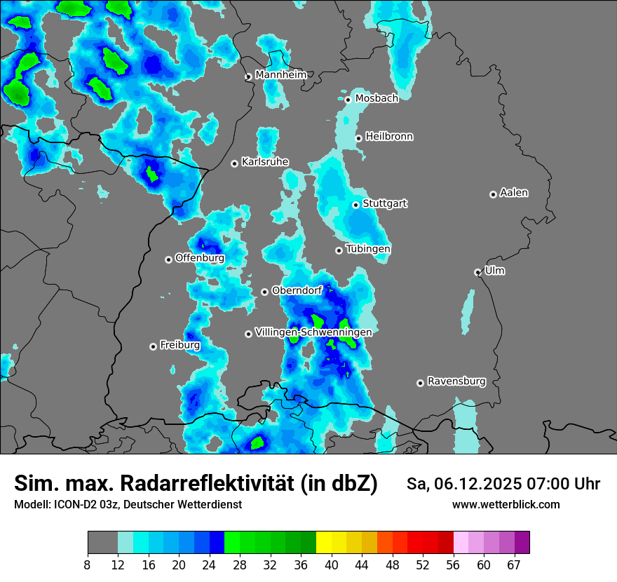 Modellkarten Simuliertes Radarbild