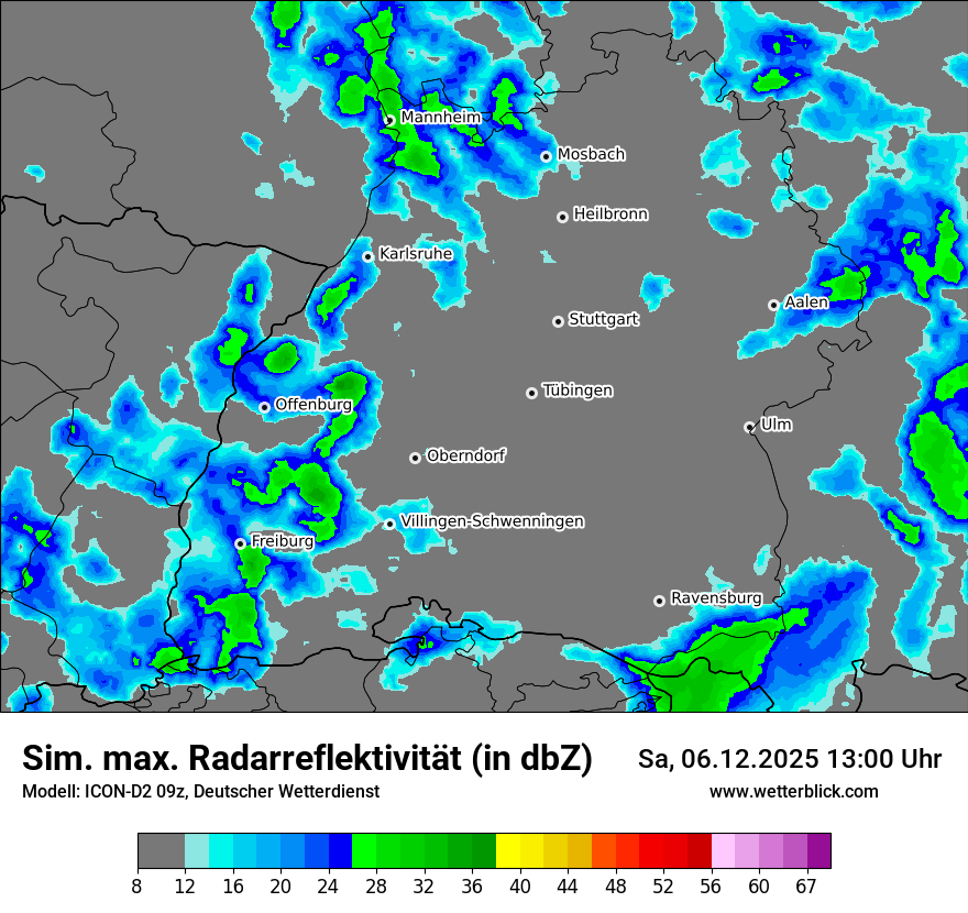 Modellkarten Simuliertes Radarbild