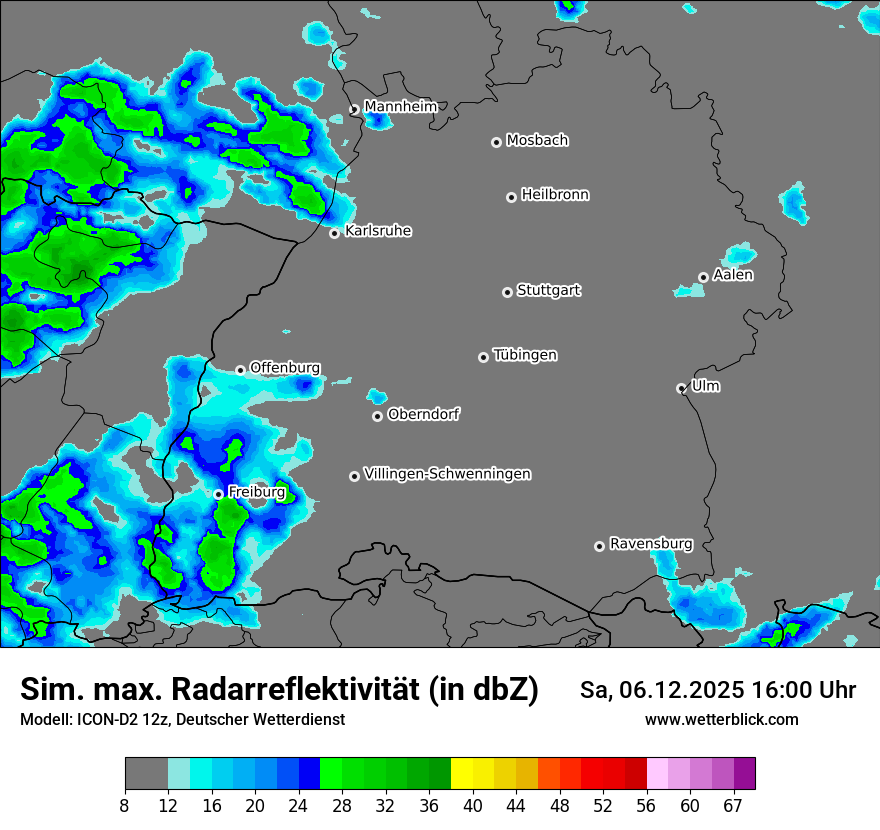 Modellkarten Simuliertes Radarbild