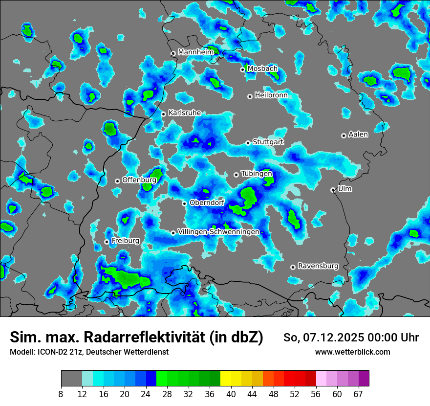 Modellkarten Simuliertes Radarbild