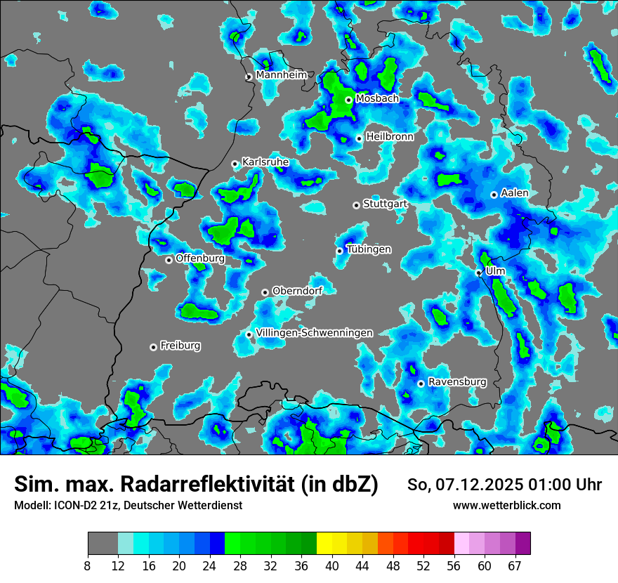 Modellkarten Simuliertes Radarbild