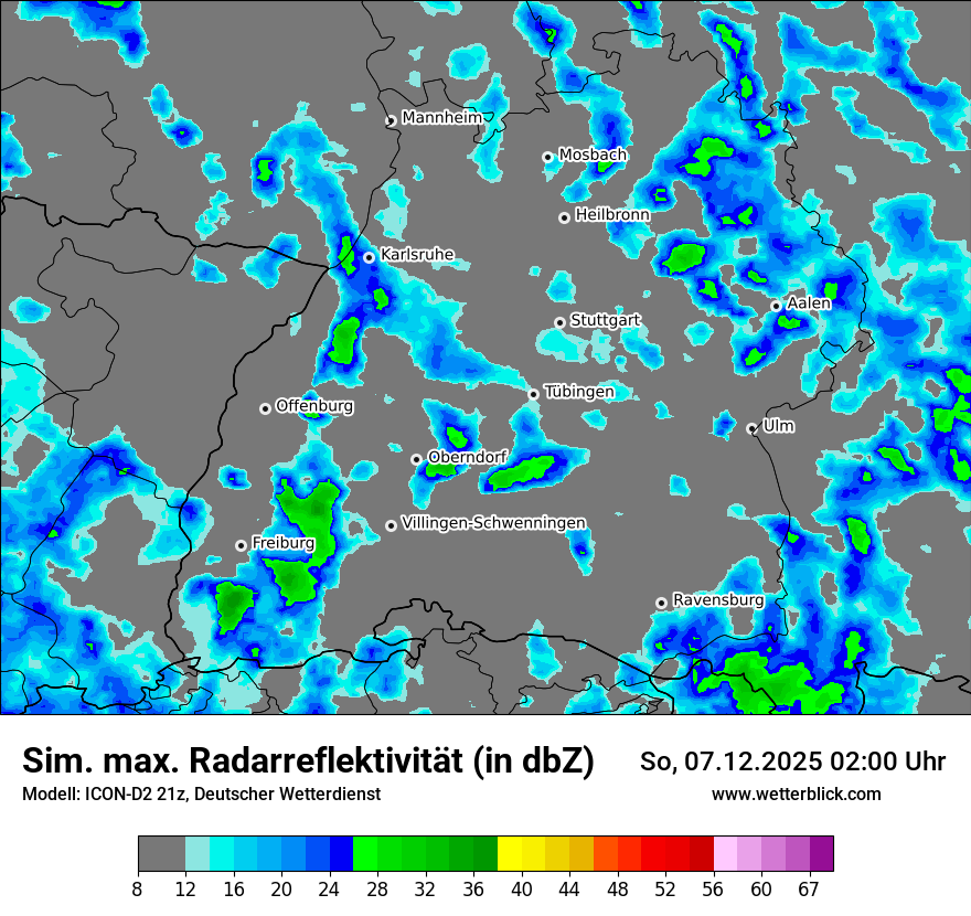 Modellkarten Simuliertes Radarbild