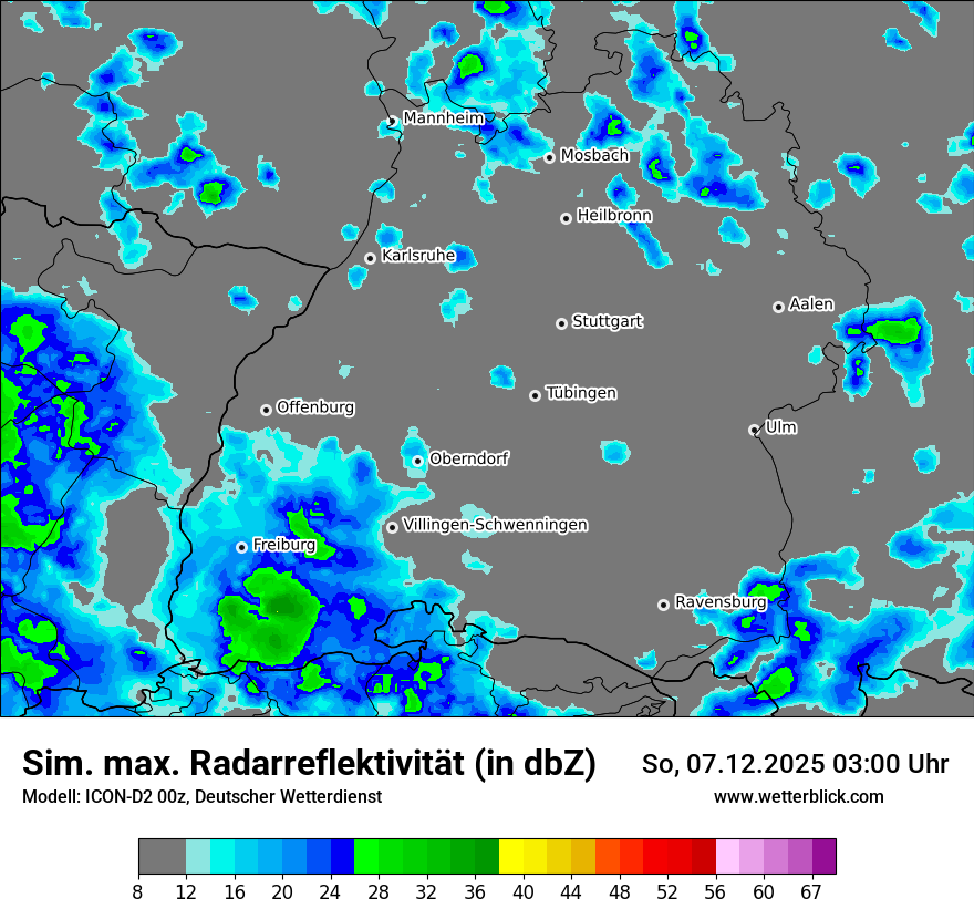 Modellkarten Simuliertes Radarbild