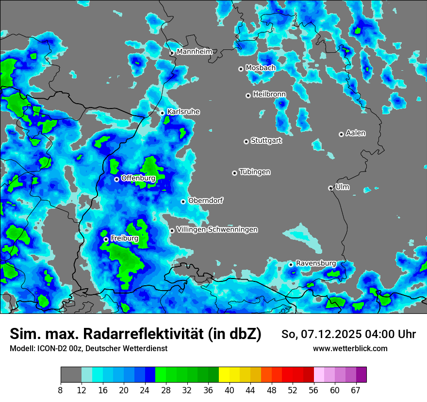 Modellkarten Simuliertes Radarbild