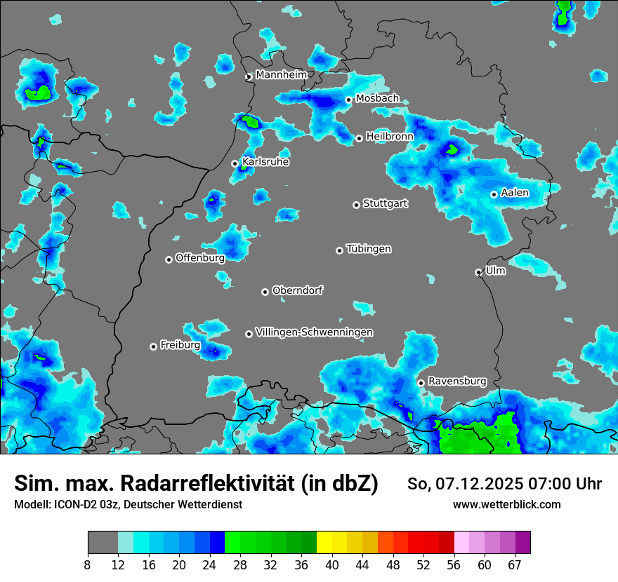 Modellkarten Simuliertes Radarbild