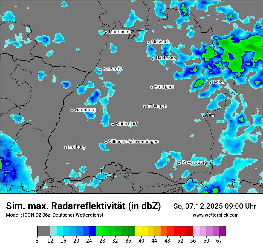 Modellkarten Simuliertes Radarbild