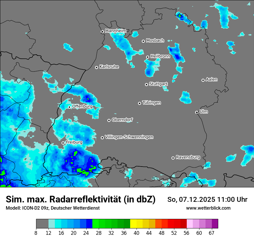Modellkarten Simuliertes Radarbild