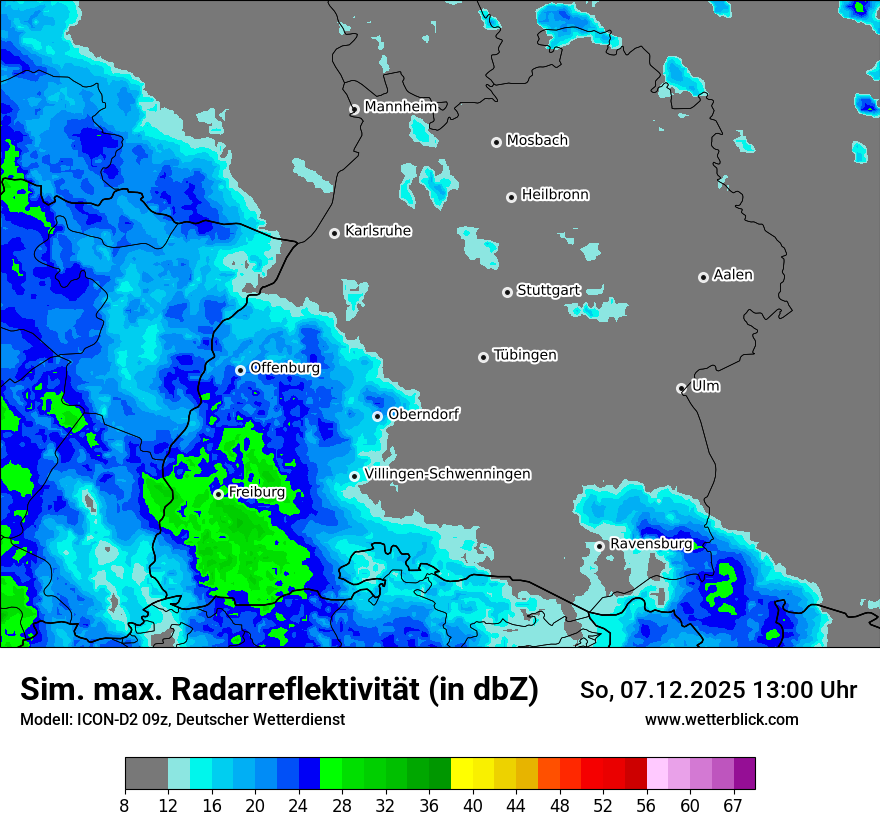 Modellkarten Simuliertes Radarbild