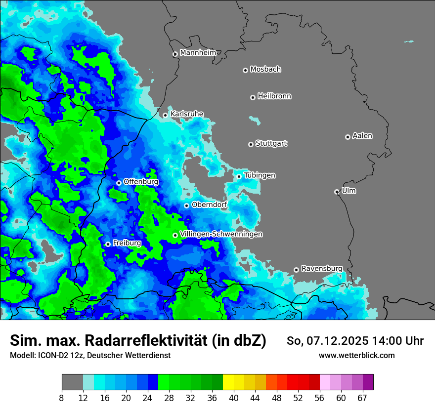 Modellkarten Simuliertes Radarbild