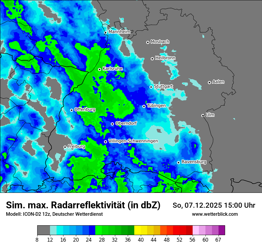 Modellkarten Simuliertes Radarbild