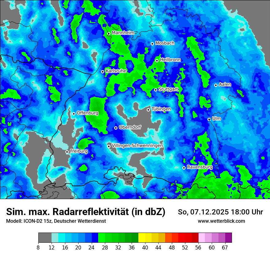 Modellkarten Simuliertes Radarbild