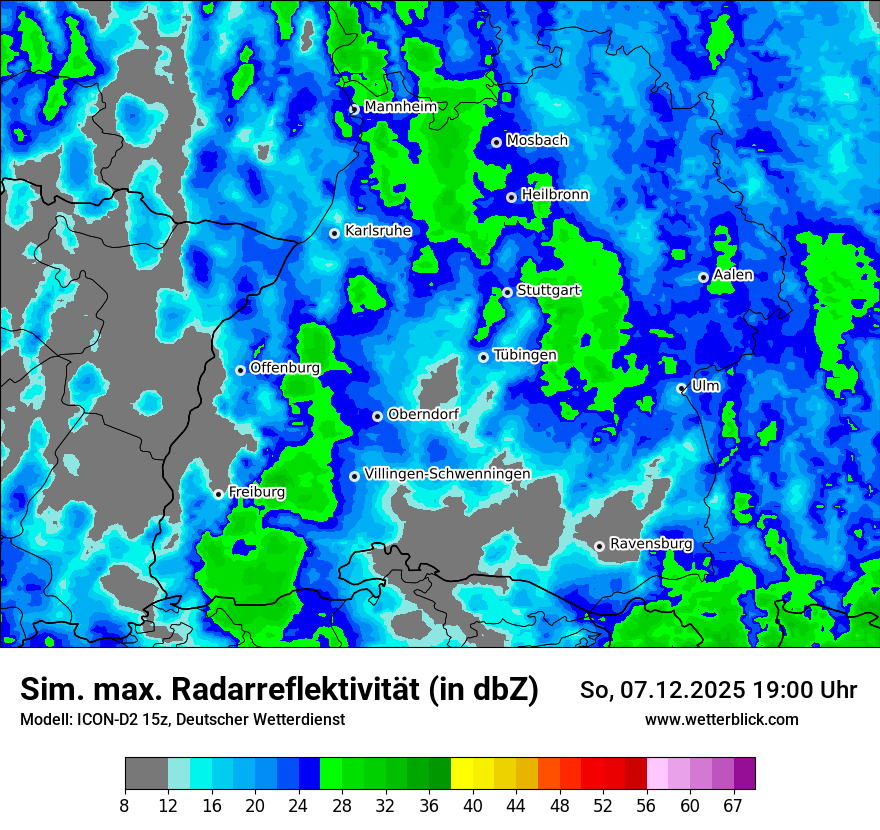 Modellkarten Simuliertes Radarbild