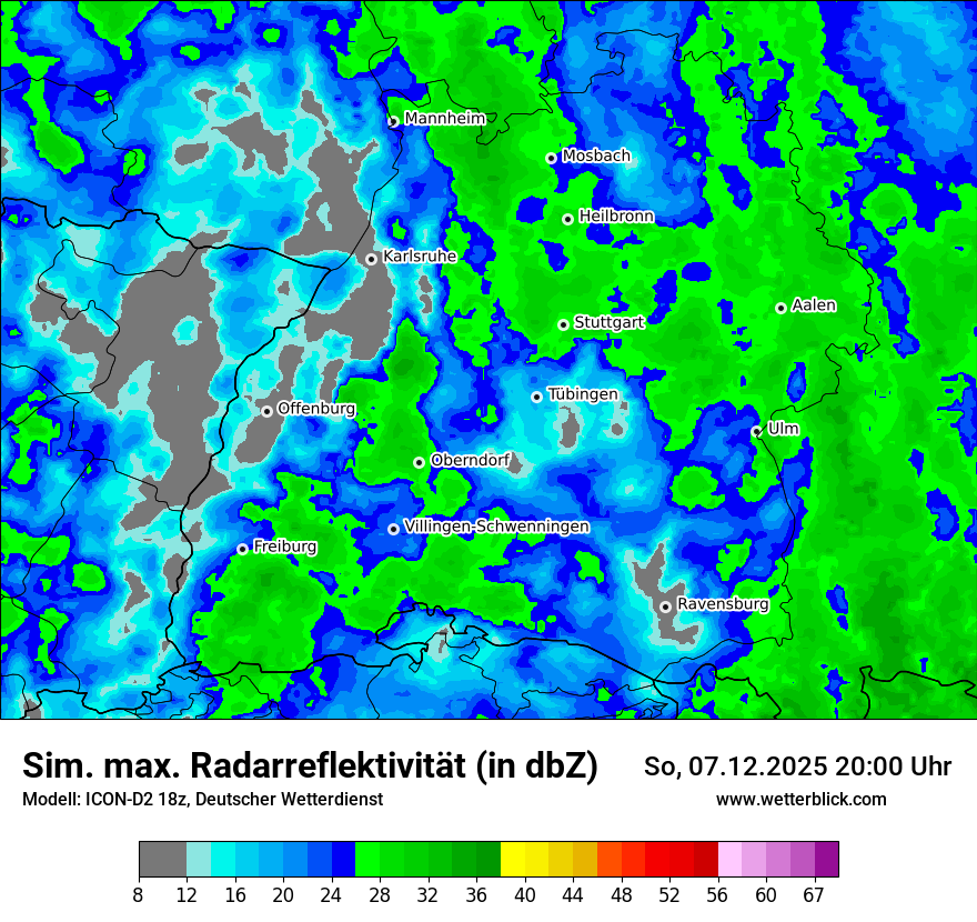 Modellkarten Simuliertes Radarbild
