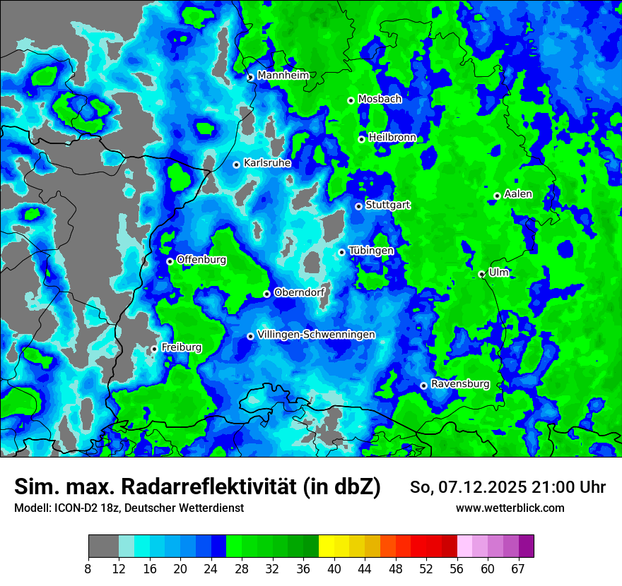 Modellkarten Simuliertes Radarbild