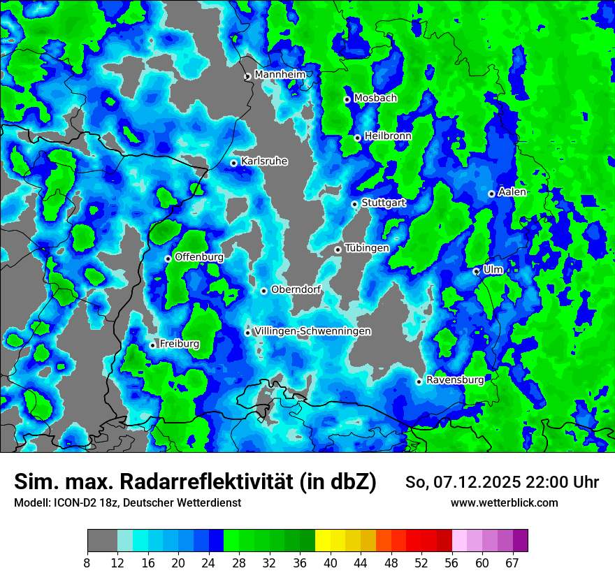 Modellkarten Simuliertes Radarbild