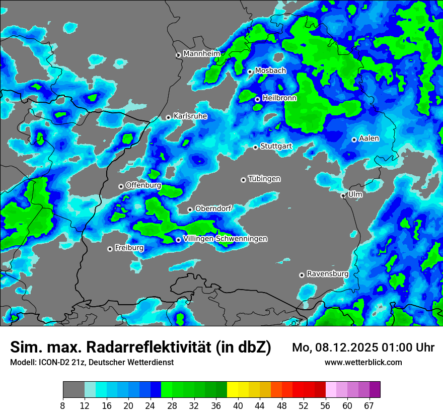 Modellkarten Simuliertes Radarbild