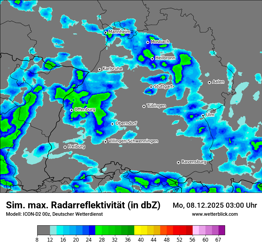 Modellkarten Simuliertes Radarbild